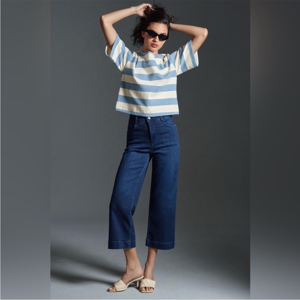 Anthropologie pilcro slipper wide‎ leg crop jeans dark wash high waist